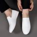 Suitable For All Seasons Summer Leather White Soft Sole Men's Business Casual Shoes Slip-On Lightweight Loafers_vogvips.com