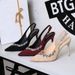 High Heels Thin Heel Pointed Rhinestone Shallow Mouth Suede Back Empty Rear Strap Super High Heel Single Shoes_vogvips.com