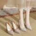 2026 New Model Pointed Toe Sequin Rhinestone High Heels Women, Chunky Heel, 10cm Platform, Elegant Catwalk Shoes For_vogvips.com