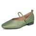 Shallow Mouth Single For Women 2023 Spring Summer New Retro Buckle Low Heel Artistic Square Toe Soft Leather Mary Jane_vogvips.com