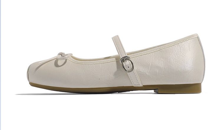 Gentle French Mary Jane Shoes Women's Comfortable Inner Elevated Bow Strap Casual Ballet Style Shoes_vogvips.com