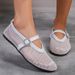 Women's Shoes Large Size Rhinestone Buckle Hollow Ballet Flat Soled Fashion Single Shoes Spring And Autumn Round Toed Single Shoes Women_vogvips.com