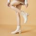 Short Boots Women, Square Toe, Chunky Heel, 2024 New Autumn And Winter Mid-Heel, French Style, White Slim Boots,_vogvips.com