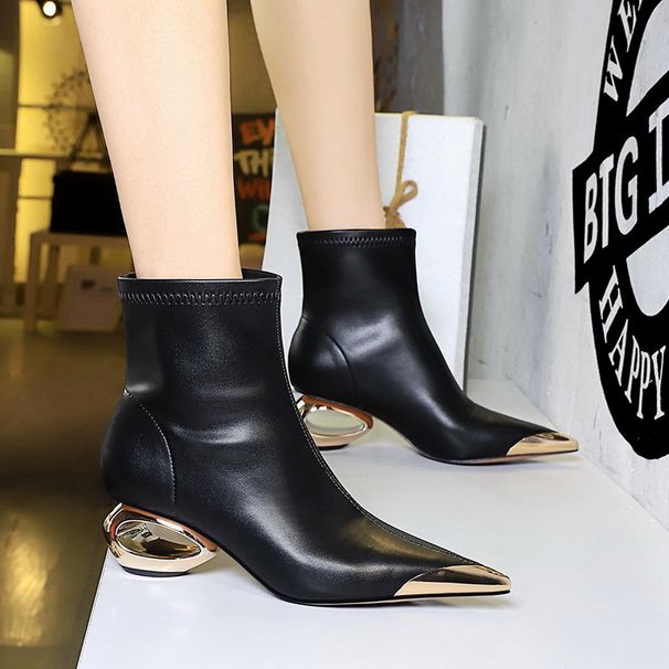 Women's Shoes Banquet Ankle Boots For Women, Metal Heel, Mid Heel, Hollowed Out Heel, Iron Toe, Pointed Toe._vogvips.com