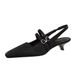 5126 Korean Style Pointed Toe One-Strap Backle Comfortable Low Single Shallow Mouth Wine Gla Heel Satin Women'_vogvips.com