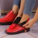 Plus Size Cotton Short Boots Women's Hand-sewn Thick Cowhide Sole Soft Comfortable Fleece Lined Warm Mom Shoes_vogvips.com