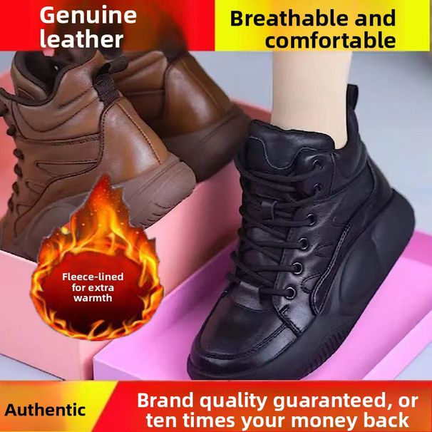 High-top Women's Shoes 2024 Winter New Retro Martin With Fleece Casual Short Boots Platform Versatile Loafers_vogvips.com