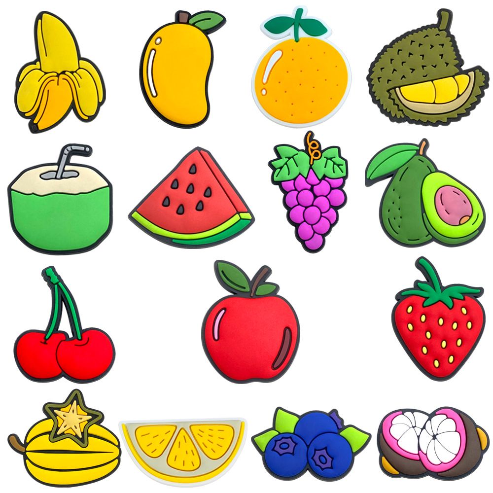 15 Sets Of Cute Fruit Shoes Flower Shoe Buckle Soft Rubber Shoe Accessories Accessories Decorative Buckle_vogvips.com