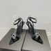 New Style Women's High-heeled Shoes With Rhinestone Square Buckle, Pointed Toe, Sexy Side Cutout, Thin Heel, And Single_vogvips.com