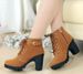 2014 Autumn Winter New Martin Lace-up Thick-soled High-heeled Short Fashion Thick-heeled Women Boots Wholesale_vogvips.com
