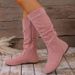 Cross-Border Plus Size Mid-Calf Martin For Women, Autumn And Winter New Side Zipper Pleated Slouch Boots, Women's_vogvips.com