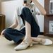 Square Toe Sandals For Women, Closed Toe, Outdoor Wear, Chunky Heel, Half Mules, Summer One-Strap Ancient Mary Jane Plus_vogvips.com