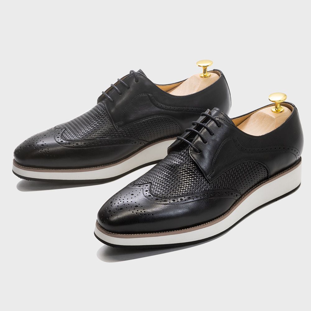 Classic Wingtip Brogue Mens Derby Shoes Genuine Leather Lace-Up Casual Business Office Luxury Brand Man Shoes Oxfords Sneakers_vogvips.com