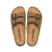 RUIZUSTOCK Men Fashion Khaki Slide Sandals Double Buckle Cork Footbed Flat Slippers_vogvips.com