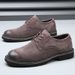 Euro Step Spring And Autumn Brogue Genuine Business Formal Men's Korean Style British Pointed Leather Shoes Trendy_vogvips.com
