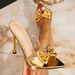 Gold Fashion Women's Shoes Slip-On Pointed Toe Decorated With Bow Simple High Heel Sandals_vogvips.com