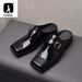 Luxury Patent Mens Half Slippers 2024 Summer New Designer Black Genuine Leather Man Casual Party Business Shoes_vogvips.com