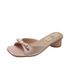 Women's Slippers 2025 Summer New Pink French Style Chunky Heel Square Sandals Bowknot Open Toe Outdoor High Heels_vogvips.com