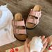 Grape Mom Dezhou Holiday ~ Cowhide Thick Sole Double Buckle Strap Slippers For Women Summer Outdoor San_vogvips.com
