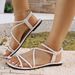 2026 New Women Flat Summer Fashion Simple Solid Round Toe Cross Strap Female Shoes Casual Comfort Lightweight Sandals_vogvips.com