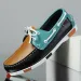 Men's Color Block Leather Boat Shoes Casual Lace Up Moccasins Non Slip Deck Loafers For Summer Daily Wear_vogvips.com