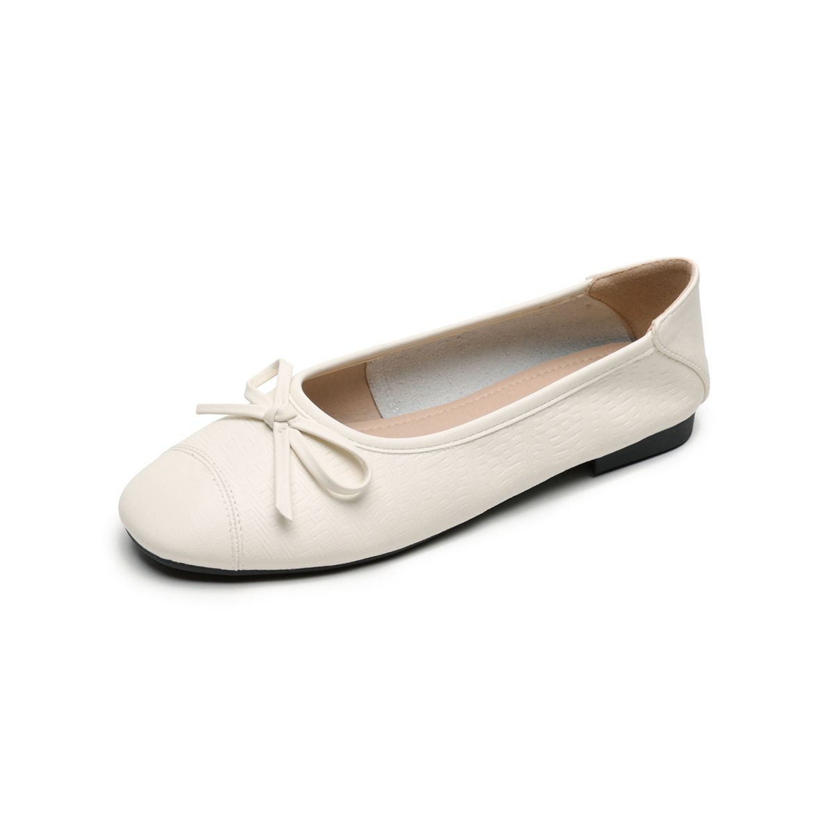 Round Head Single Shoes Women's Shallow Mouth Bow Soft-soled Ballet French Small Fragrant Wind Beanie Shoes_vogvips.com