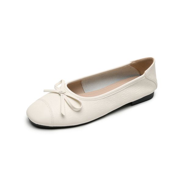 Round Head Single Shoes Women's Shallow Mouth Bow Soft-soled Ballet French Small Fragrant Wind Beanie Shoes_vogvips.com