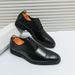New Black And White Color-block Carved Brick Men's Shoes For Men's Business Leather British Derby Shoes Pointed Toe Banquet Wedding Leather Shoes_vogvips.com