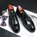 New Men's Brown Business Casual Derby Shoes British Style Lace-up Versatile Brock Men's Shoes Black Suit Banquet Dress Groom Wedding Shoes_vogvips.com
