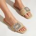 Breathable Woven Slip-On Sandals – Square Toe & Flat Sole, Minimalist Comfort For Everyday Wear (Beige, Sizes 35-43)_vogvips.com