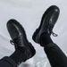 Men's British-style Casual Leather Shoes, Black, Thick-soled, Lace-up, Soft-soled, Non-slip, Wear-resistant Men's Shoes_vogvips.com