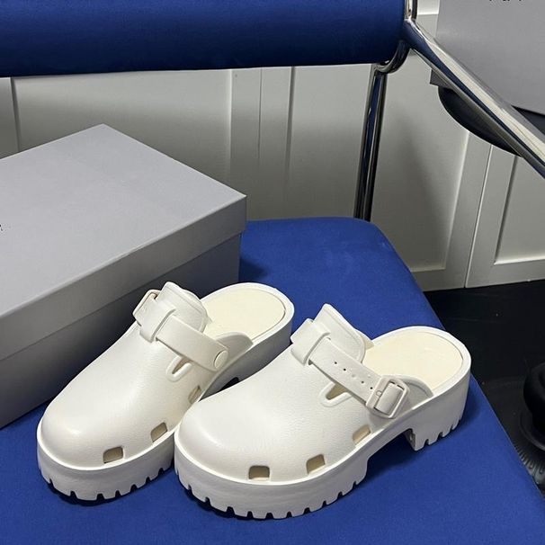 26SS Hollow Summer Out Half Closed Toe Sandals For Women Thick Sole Non-Slip Outdoor Vacation Beach Shoes Breathable_vogvips.com
