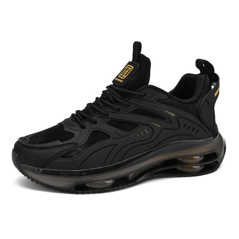 Cross-Border Men's Spring Sports Casual Running Shock Absorption Cushion Height Increasing Youth Versatile Black Warrior_vogvips.com