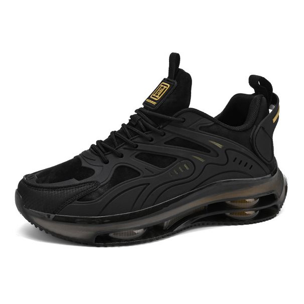 Cross-Border Men's Spring Sports Casual Running Shock Absorption Cushion Height Increasing Youth Versatile Black Warrior_vogvips.com