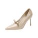 Naked High Heels For Women In Winter 2025, New Style With Small Heel, Pointed Toe, Shallow Mouth, Fashionable Bow,_vogvips.com