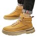 European Warm Series Men's Martin Autumn British Style Yellow Waterproof Non-Slip Leather Boots Outdoor Hiking Thick Sole Wear-Resistant_vogvips.com