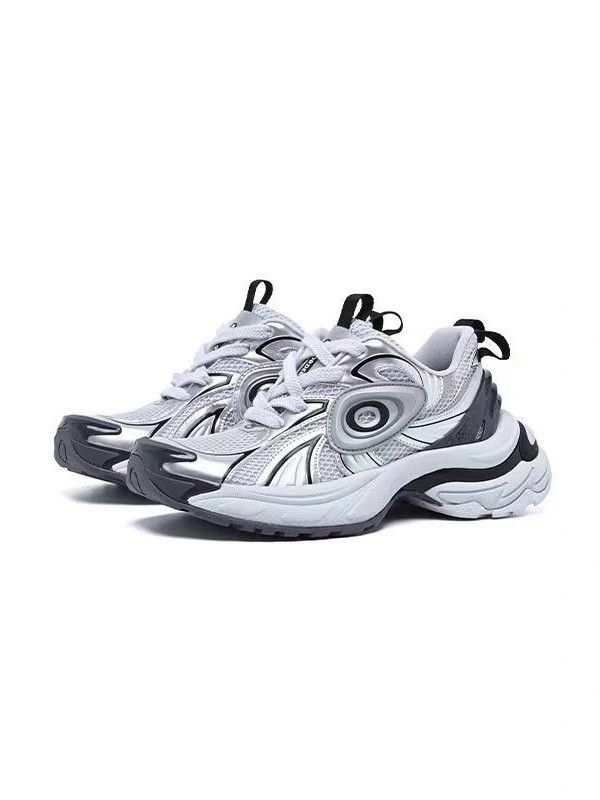 Wang Anyu Same Style OLDO Silver Turbo Running Retro Distressed Dirty Mud Black Dad Thick Sole Couple Casual Shoes_vogvips.com