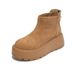 Japanese Style Minimalist Thick Soled Boots With Brown Suede And Thick Sole Design, Low-key, High-end, Comfortable And Versatile_vogvips.com