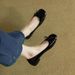 ShoeVault 2025 Spring And Autumn New Patent Leather Women's Wedding Retro Bow Square Toe Shallow Mouth Flat Low Heel Single Shoes_vogvips.com