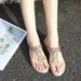 Yasirun Large Size Cross-Border Rhinestone Sandals Round Toe Korean Heel Hollow Bohemian Style Summer Flat Comfortable_vogvips.com