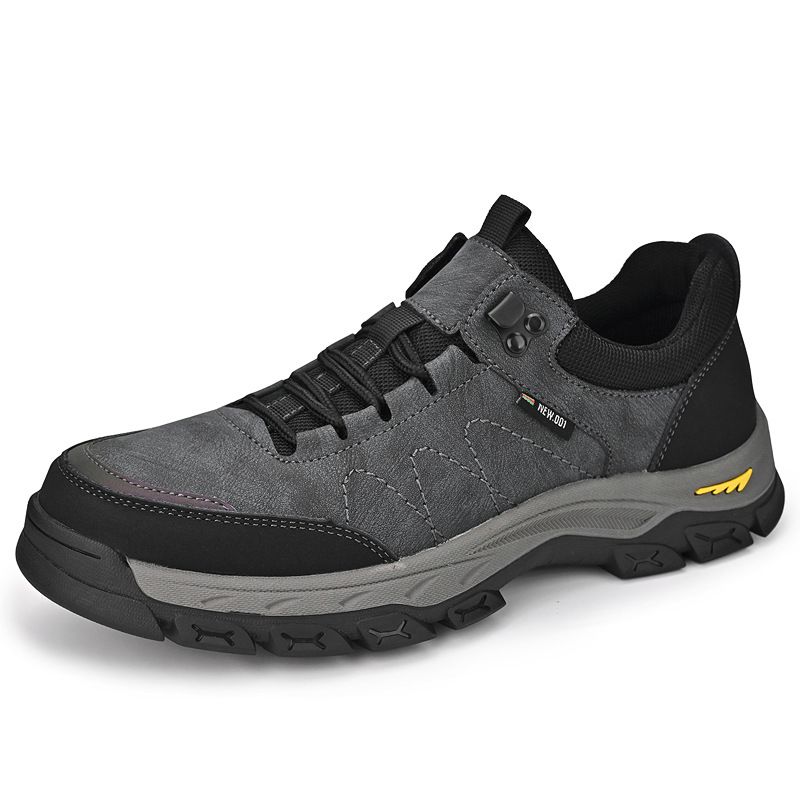 Men's Outdoor Shoes, Genuine Leather, Soft Sole, Low-Top Hiking Shoes, Sporty, Non-Slip, Versatile, Lace-Up, Work And Ca_vogvips.com