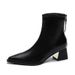 High-End Short For Women, Chunky Heel Pointed Toe Martin High Heels, Ankle Boots, Korean Style Black Slim Boots_vogvips.com