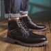 Martin Boots Men's Side Zipper Leather Boots Retro Trendy Men's Medium Top Short Boots Tooling Boots High Top Leather Shoes_vogvips.com