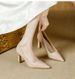 Nude Color Pointy Thick Heel Heel Heel Female Shallow Mouth Soft Leather Match Skirt Not Tired Foot Single Shoe_vogvips.com
