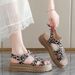 Women's Summer Platform Leopard Print Sandals With Soft Leather Upper, Comfortable And Casual Open-toe Slippers_vogvips.com