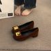 French Red Thick Heel Small Fragrant Single Shoes Women's Shoes Spring And Autumn Suede Temperament Bow Evening Shoes_vogvips.com