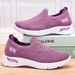 Women's Comfortable Walking Shoes - Lightweight Breathable Knit Sneakers For Casual & Travel - Soft Cushion Flat Sole Slip-On Design_vogvips.com