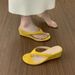 Petite Wedge Toe Clip-On Flip-Flops Women, Summer Outdoor Wear, Height Increasing, Slimming, Yellow, Stunning Beach_vogvips.com
