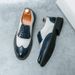 Euro Step New Brogue Pattern Large Size 4546 Color Block Trendy Street Style Men's Business Formal Leather Shoes_vogvips.com