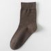 Men's Socks Autumn And Winter Solid Color Short Socks Cotton Socks Men's Black And White Gray Mid Tube Socks Thin High Elastic Sports Socks All Match_vogvips.com